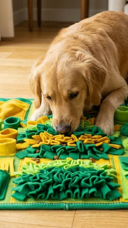 Köpek koklama matı ile oynuyor